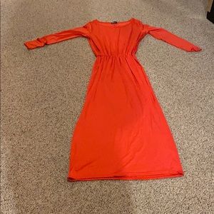 Ownest hot pink silk long sleeve dress